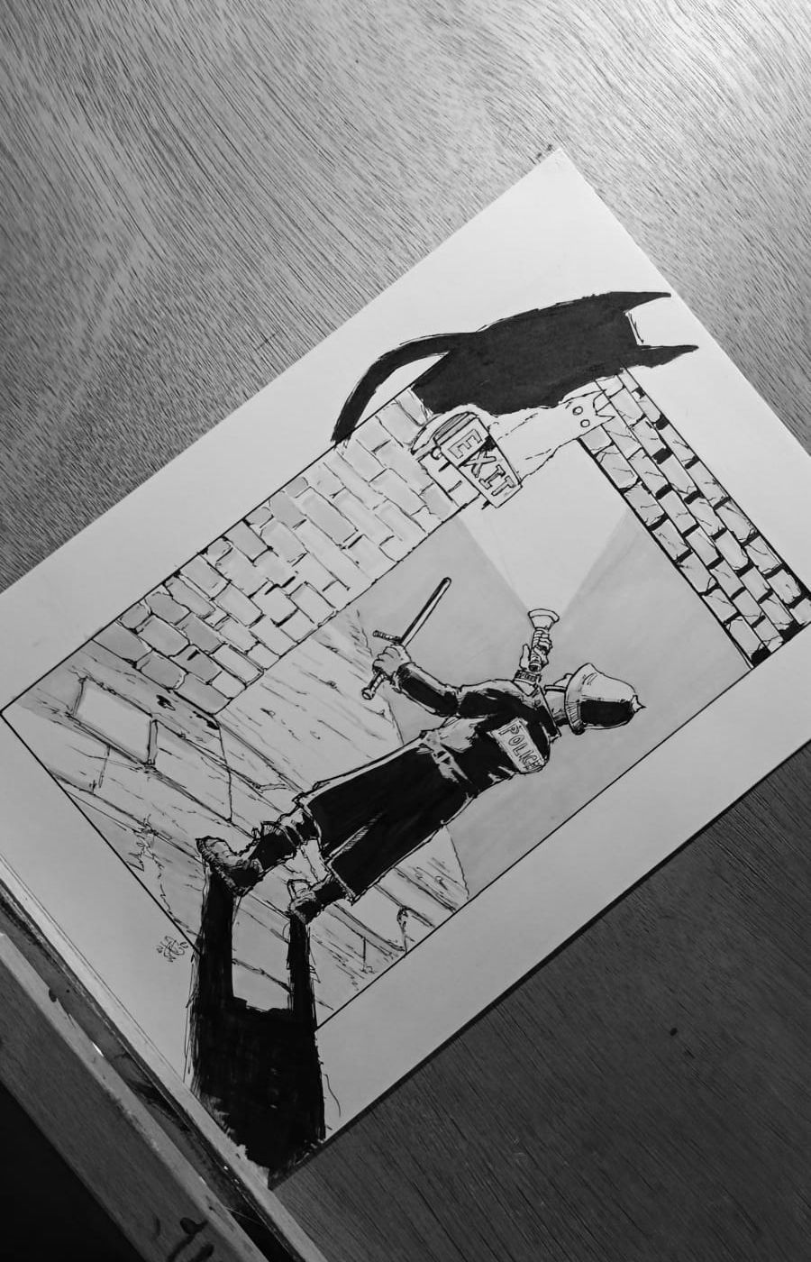 CAT GOT CAUGHT A4 Pen and Inks.
