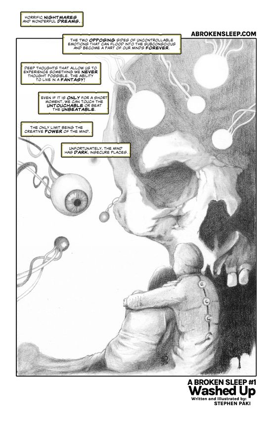 A BROKEN SLEEP Issue #1: Washed up. Cover preview. (low res) abrokensleep.com