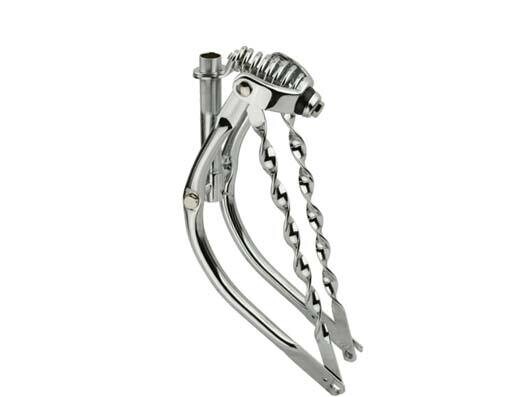 LOWRIDER BENT SPRING FORK 1 INCH W/TWISTED BARS CHROME.