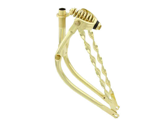 20 LOWRIDER BENT SPRING FORK 1 INCH W/TWISTED BARS GOLD