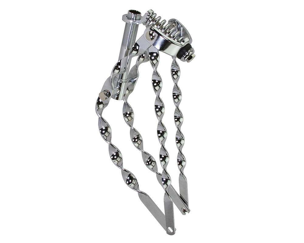 16 LOWRIDER BENT FLAT TWISTED SPRING FORK 1 INCH CHORME
