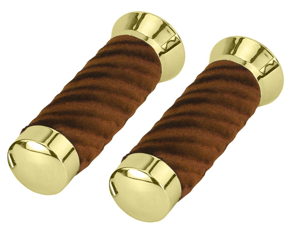 VELOUR GRIPS 7/8 LONG 130MM GOLD/ BROWN.