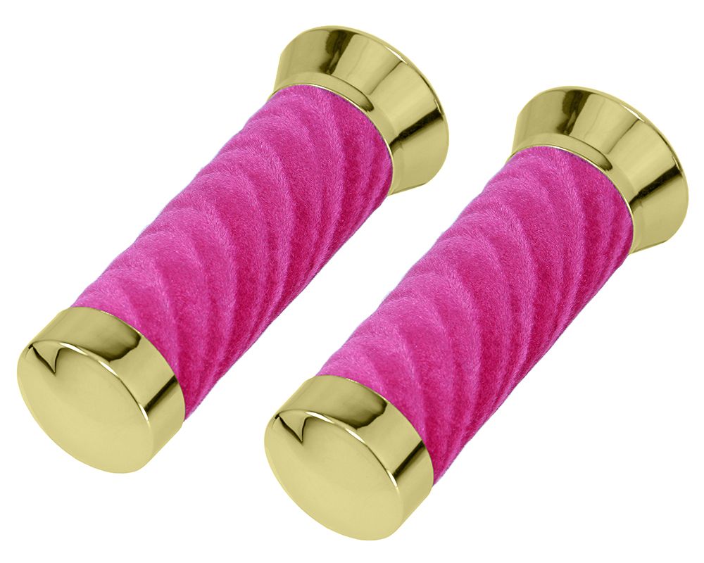 VELOUR GRIPS 7/8 LONG 130MM GOLD/ PINK.