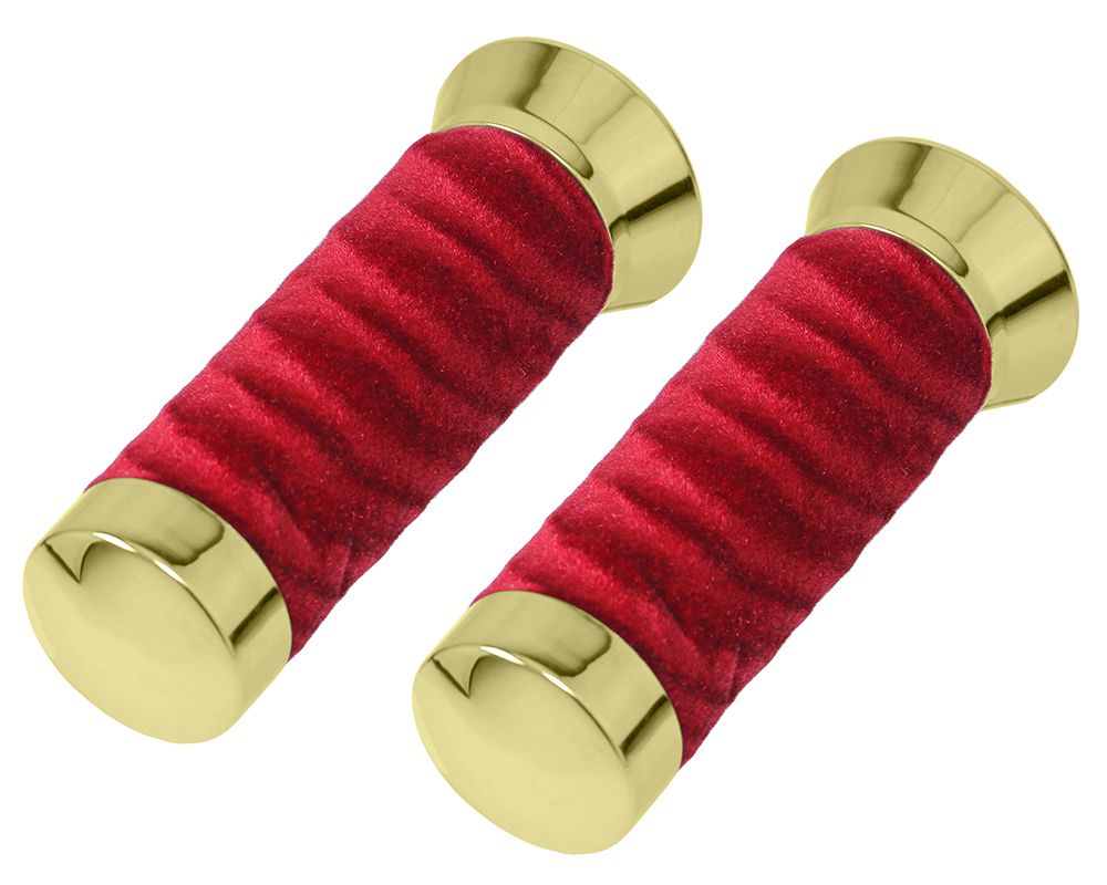 VELOUR GRIPS 7/8 LONG 130MM GOLD/ RED.