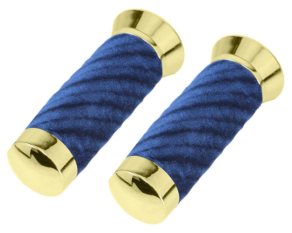 VELOUR GRIPS 7/8 LONG 130MM GOLD/ BLUE.