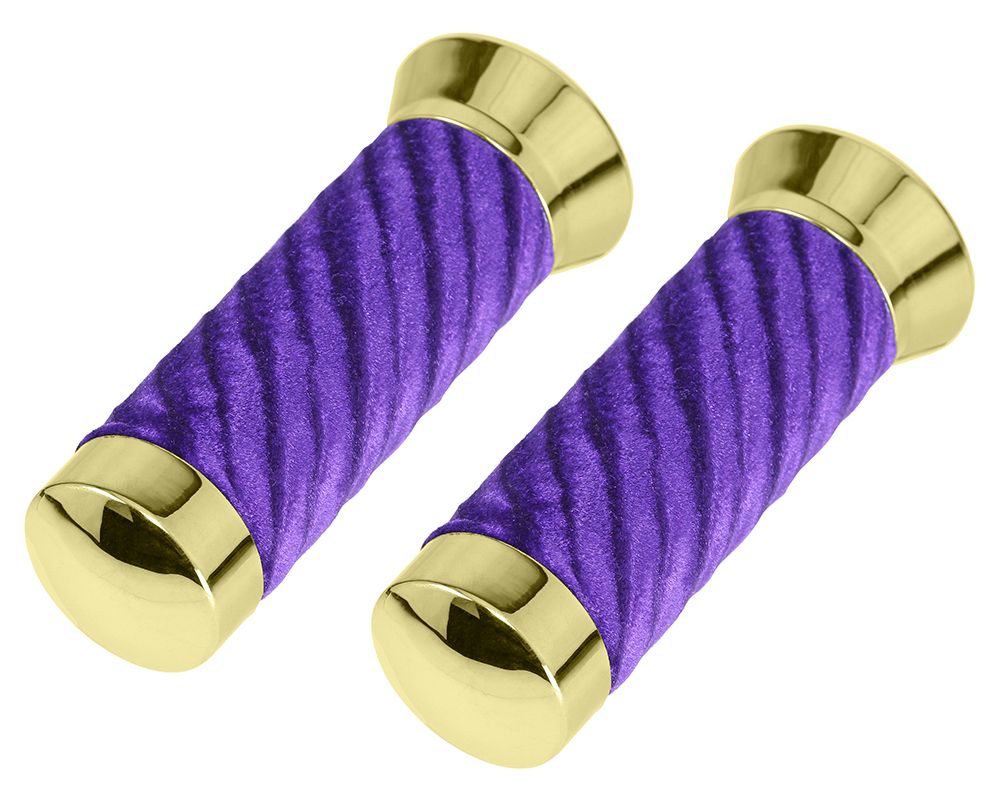 VELOUR GRIPS 7/8 LONG 130MM GOLD/ PURPLE.