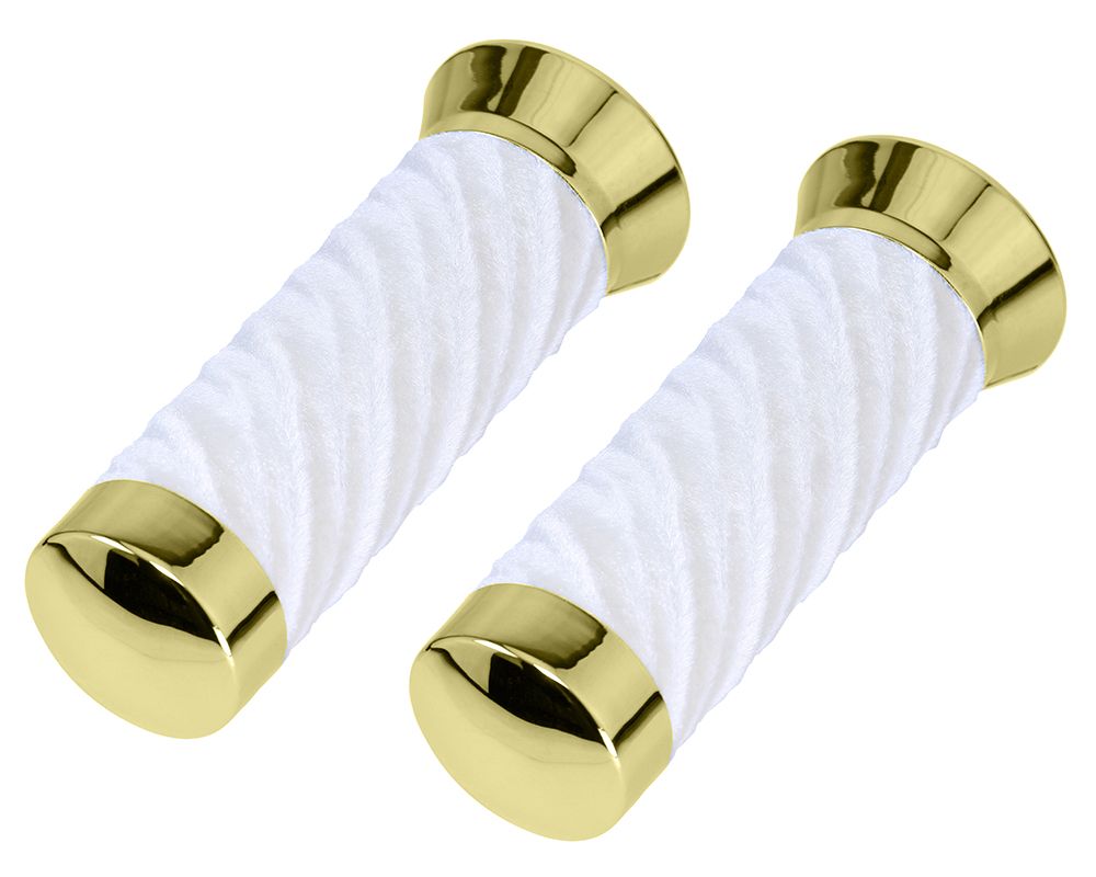VELOUR GRIPS 7/8 LONG 130MM GOLD/ WHITE