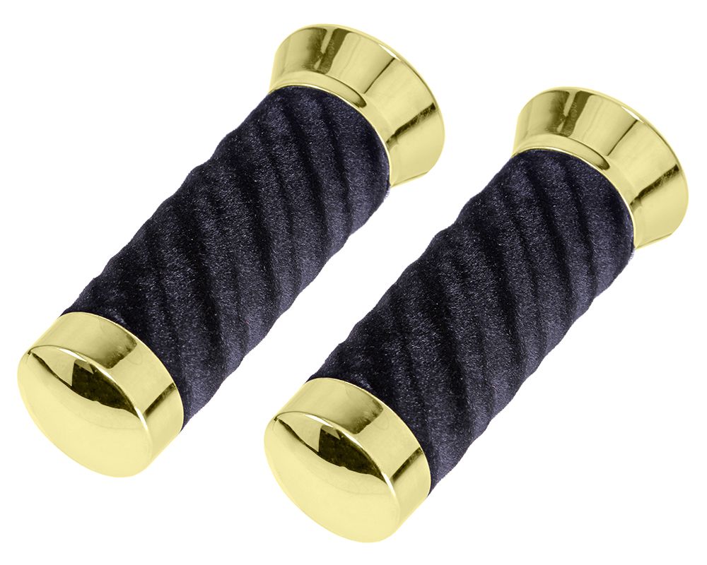VELOUR GRIPS 7/8 LONG 130MM GOLD/ BLACK.