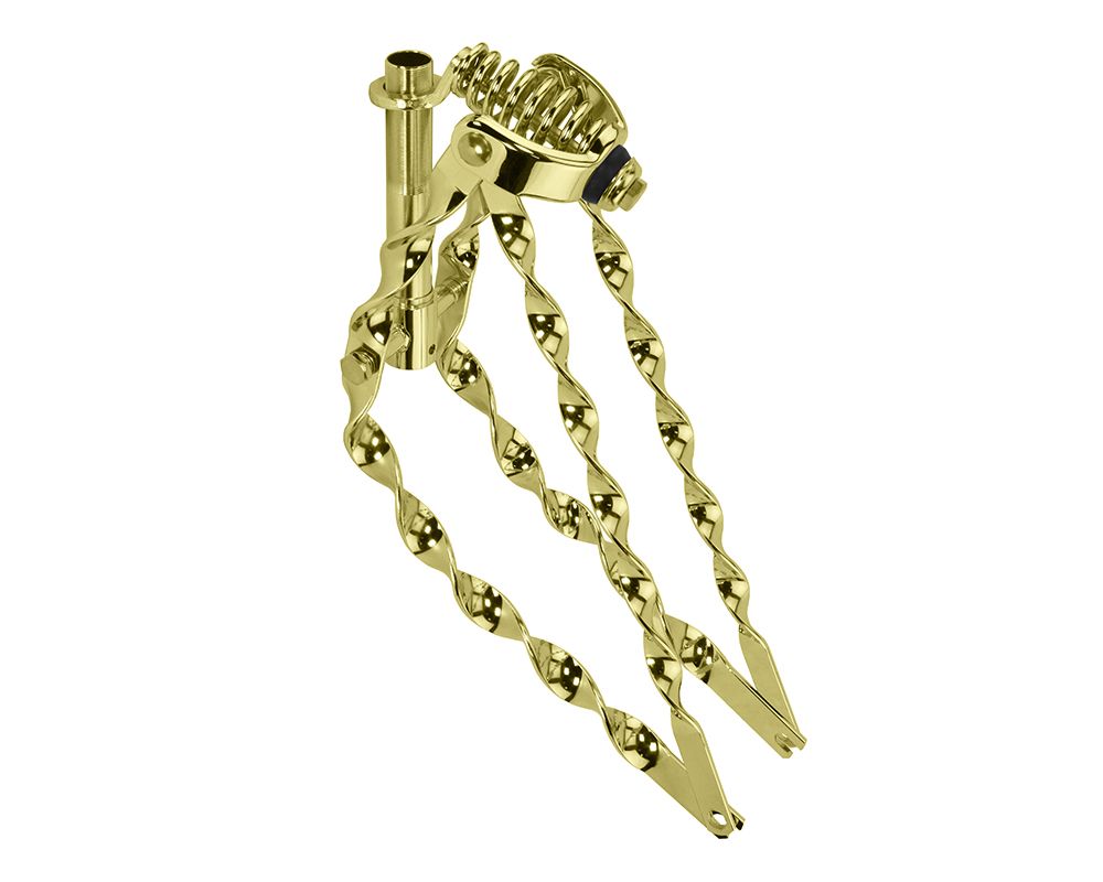 20 LOWRIDER BENT FLAT TWISTED SPRING FORK 1 INCH GOLD