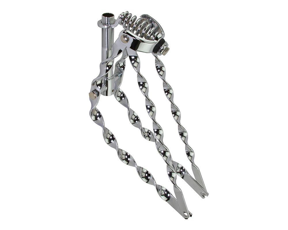 20 LOWRIDER BENT FLAT TWISTED SPRING FORK 1 INCH CHROME.