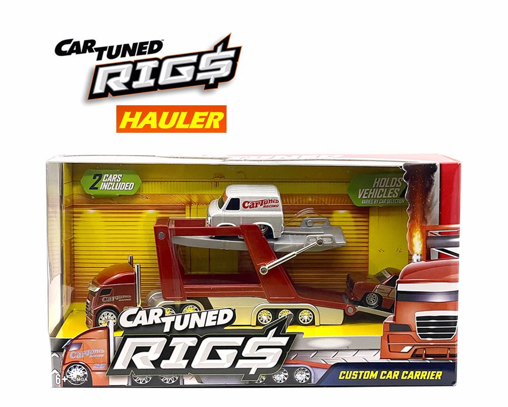 Preorder) CarTuned 1:64 Container Rigs Hauler Series 2B Open Cars Transporter with 2 Vehicles – Racing Set