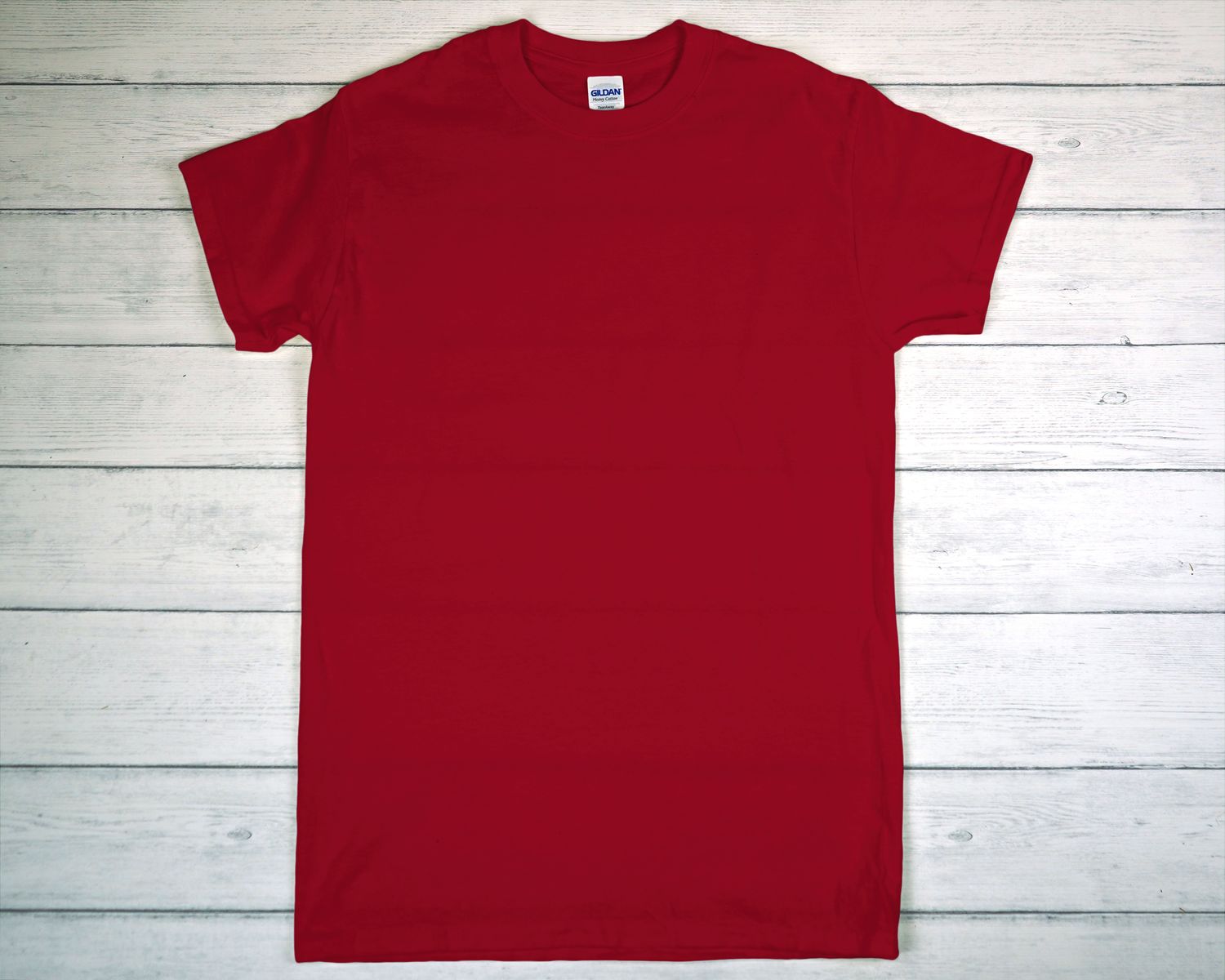 CUSTOM PRINTED GILDAN T-SHIRT Red Mockup
