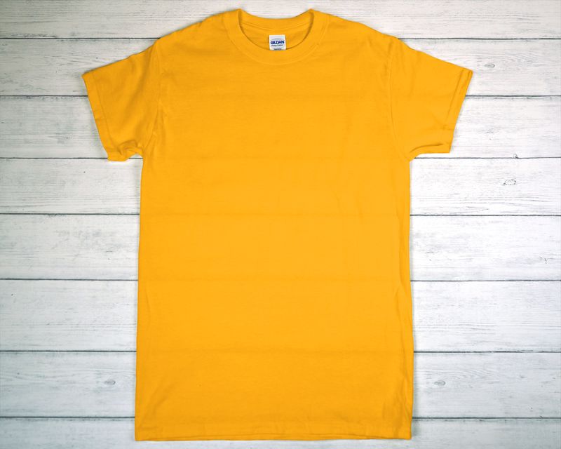 CUSTOM PRINTED GILDAN T-SHIRT Gold Mockup
