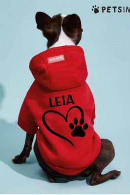 Heart Paw w/ Name (included in design) - Pet Hoodie