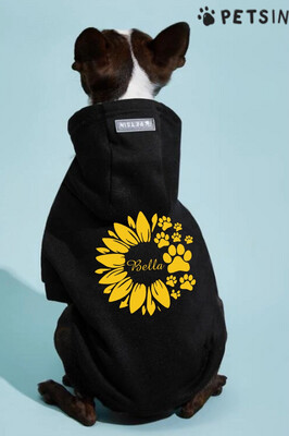 Sunflower Paws w/ Name (included in design) - Pet Hoodie