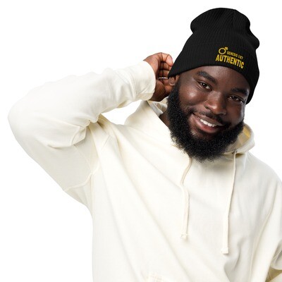Organic ribbed beanie Authentic Male (gold font)
