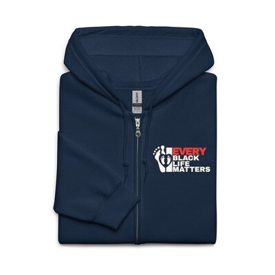 Unisex heavy blend zip hoodie Front/Back EBLM logo & Life Matters