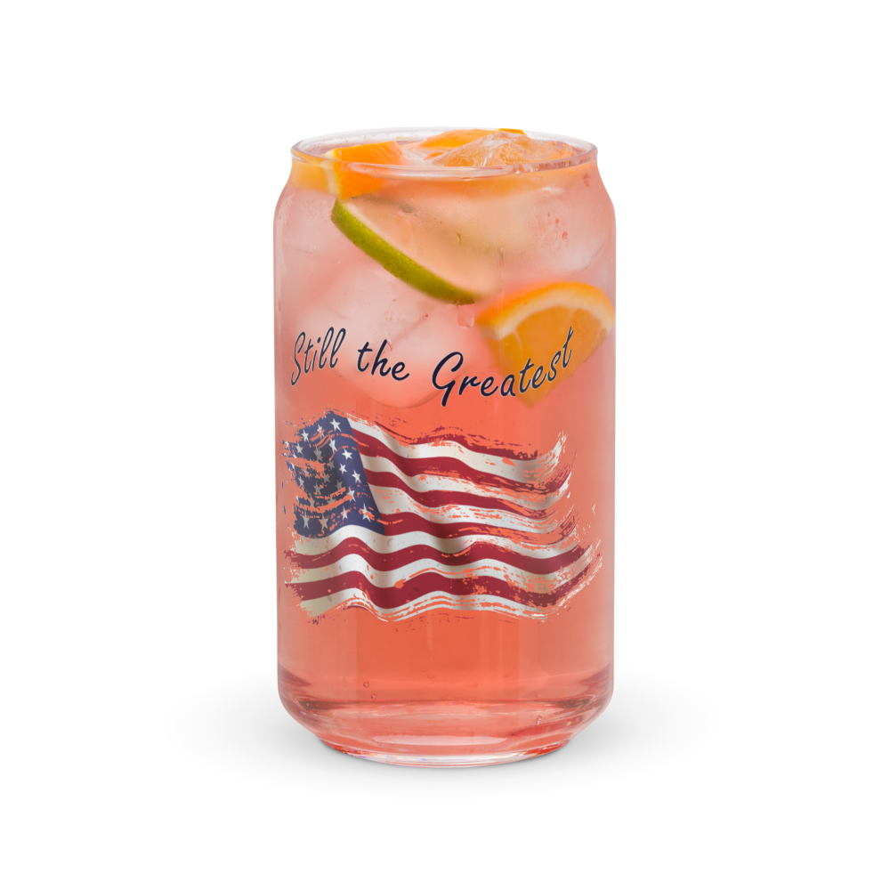 Can-shaped glass American Flag Still the Greatest