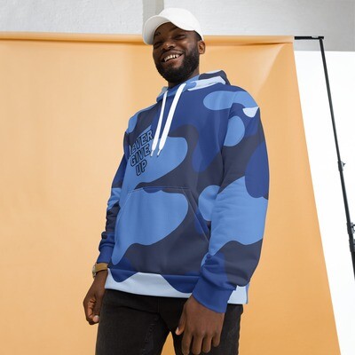 Unisex Hoodie Blue Camo Never Give Up