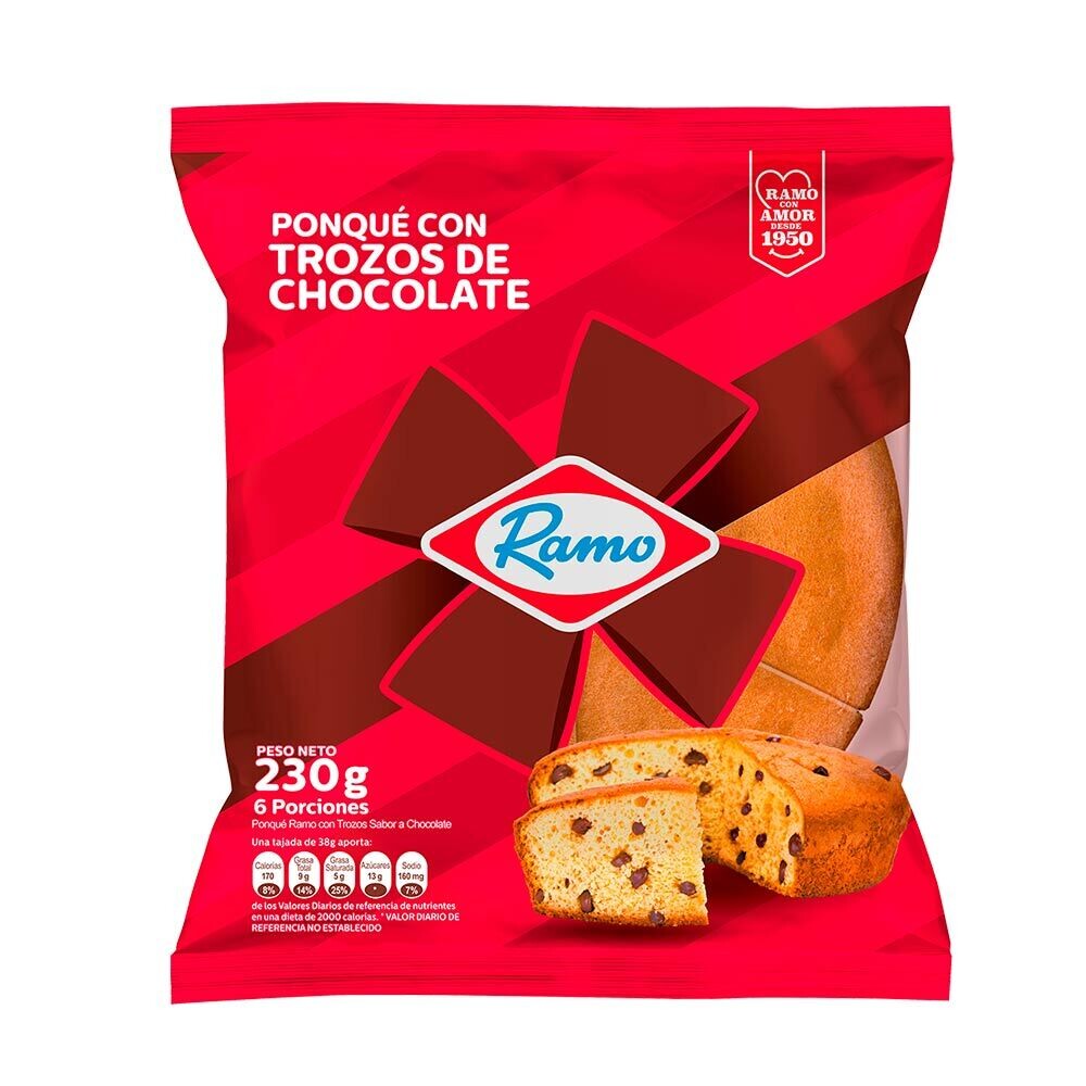 Ponque tradicional trozo de chocolate