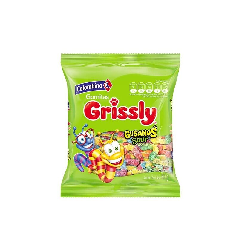 Grissly x80gr gusanos sour