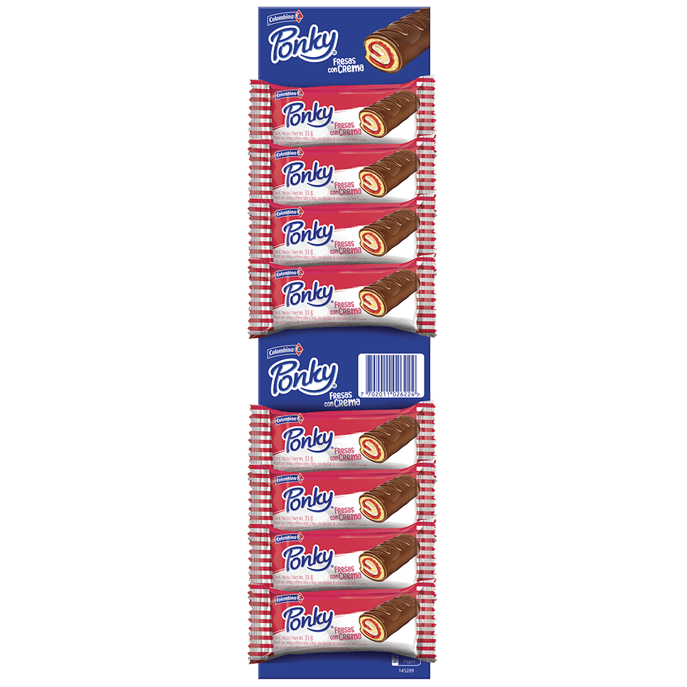 Ponky fresas con crema x8