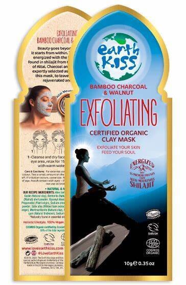 Earth Kiss Facial Mask Exfoliating Bamboo Charcoal &amp; Walnut 