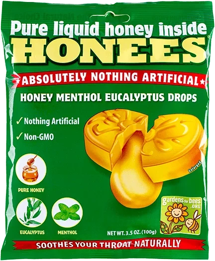 Honees Throat Lozenges Honey Menthol 20 lozenges
