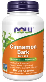 Now Cinnamon Bark 600mg 120 vcaps 