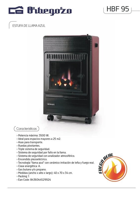 1 PALET ESTUFAS ORBEGOZO CHIMENEA HBF-95 CON TARA