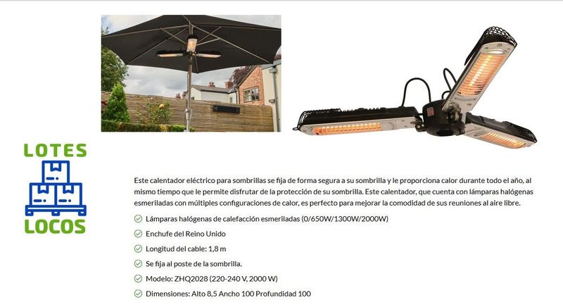 CALEFACTOR PARA SOMBRILLA CALEFACTOR PARA SOMBRILLA
