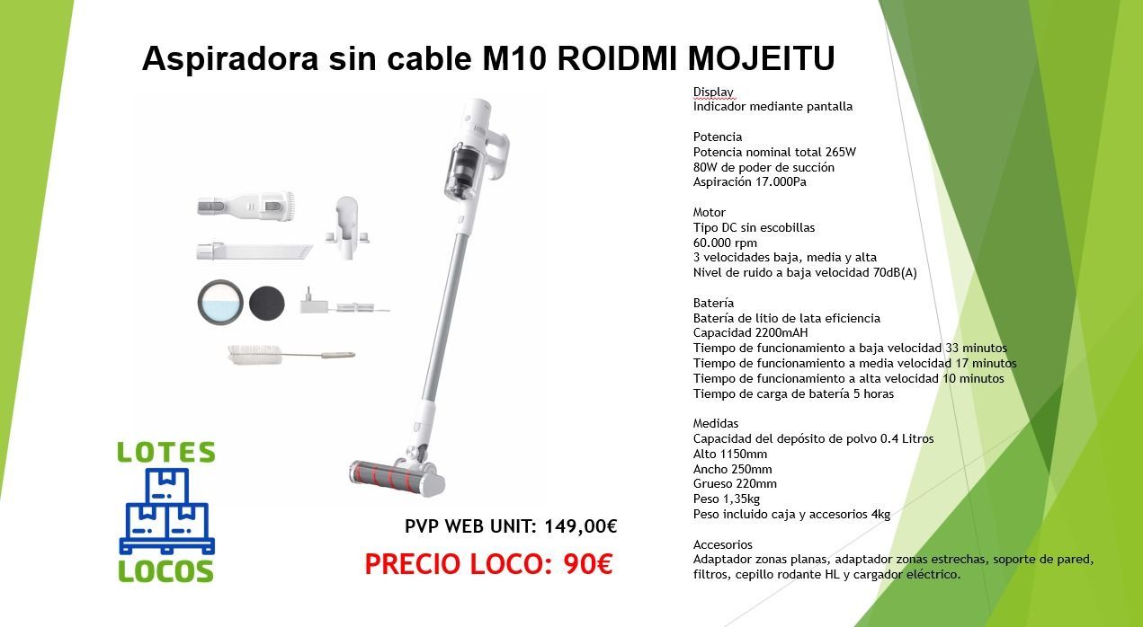 ASPIRADOR SIN CABLE M10 ROIDMI + BATERIA EXTRA REGALO