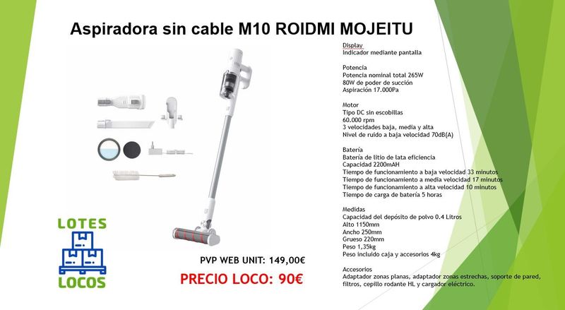 ASPIRADOR SIN CABLE M10 ROIDMI + BATERIA EXTRA REGALO ASPIRADOR SIN CABLE M10 ROIDMI + BATERIA EXTRA REGALO