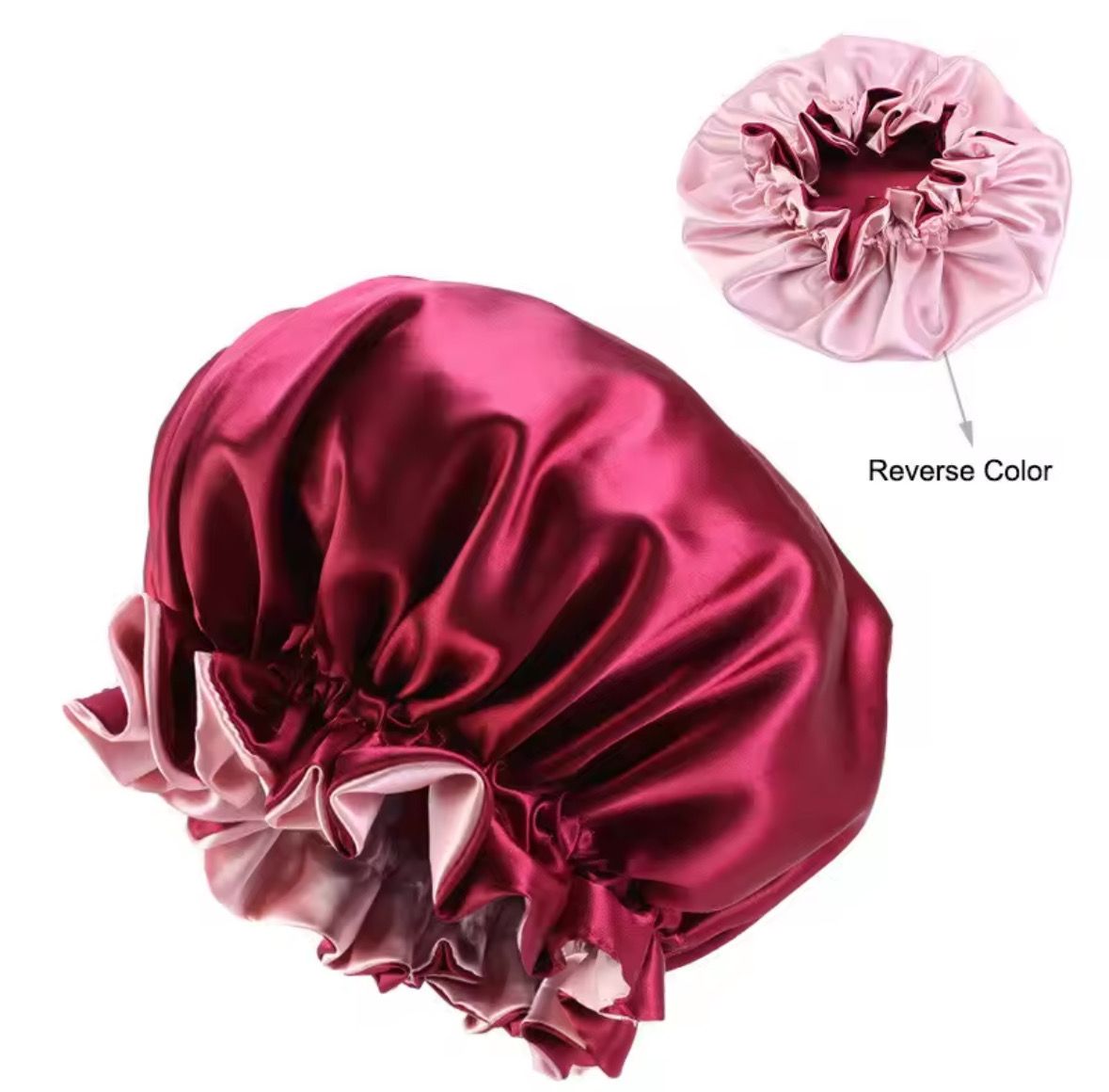 Gorro seda para evitar friz en el cabello color rosa