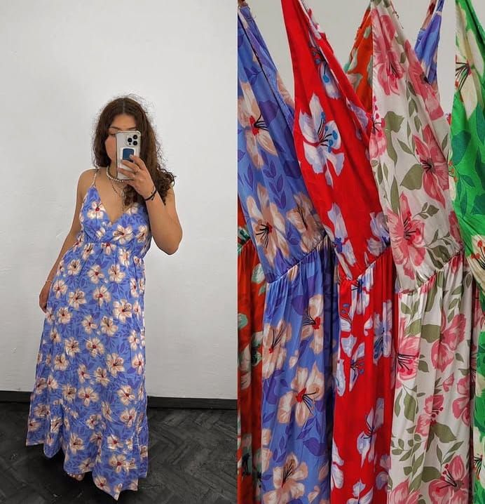 Vestido con Bretel Diseño Floral