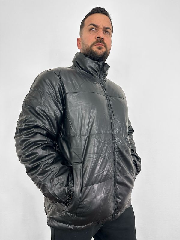 Campera Puffer de Hombre de ecocuero color negro X MAYOR ($1130 c/u paquete minimo de 6 unidades)
