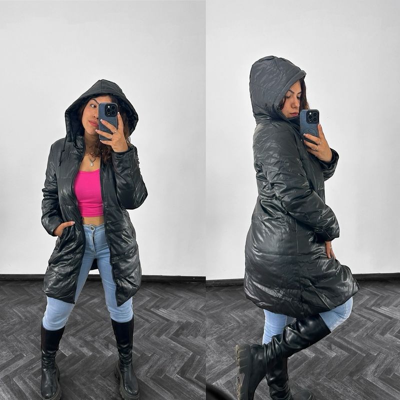 Campera puffer larga forrada