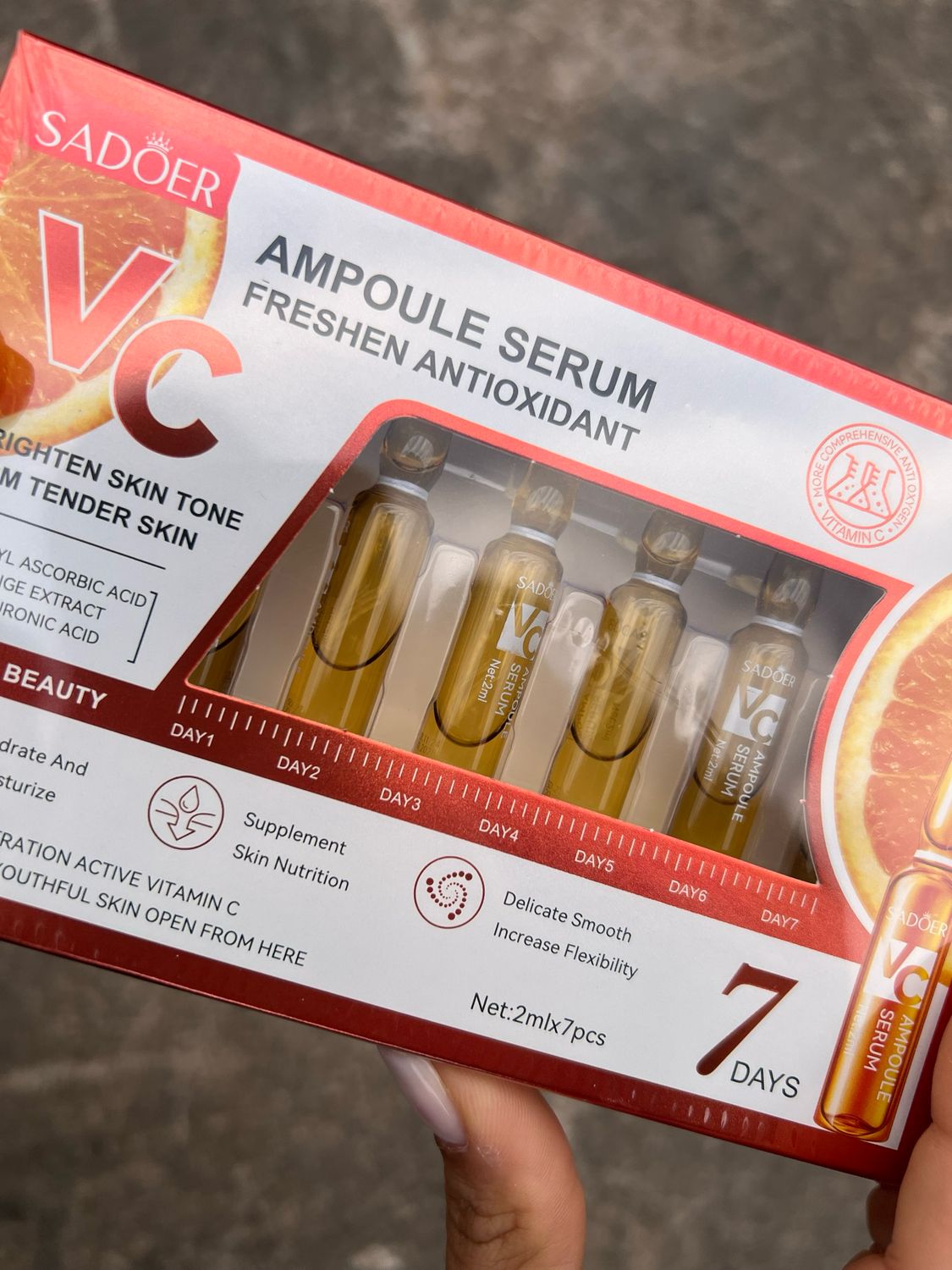 Paquete con 7 Pack de 7 ampollas de serum facial con VITAMINA C X MAYOR ($245 c/u Paquete de 4 pack)