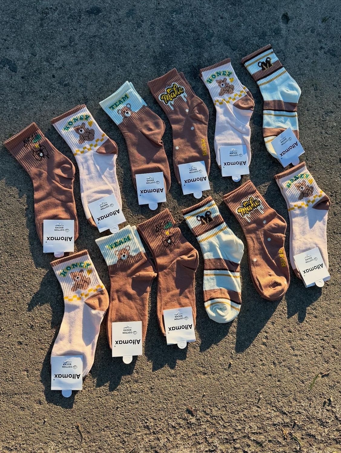 Docena de Medias coloridas con diseño de osito