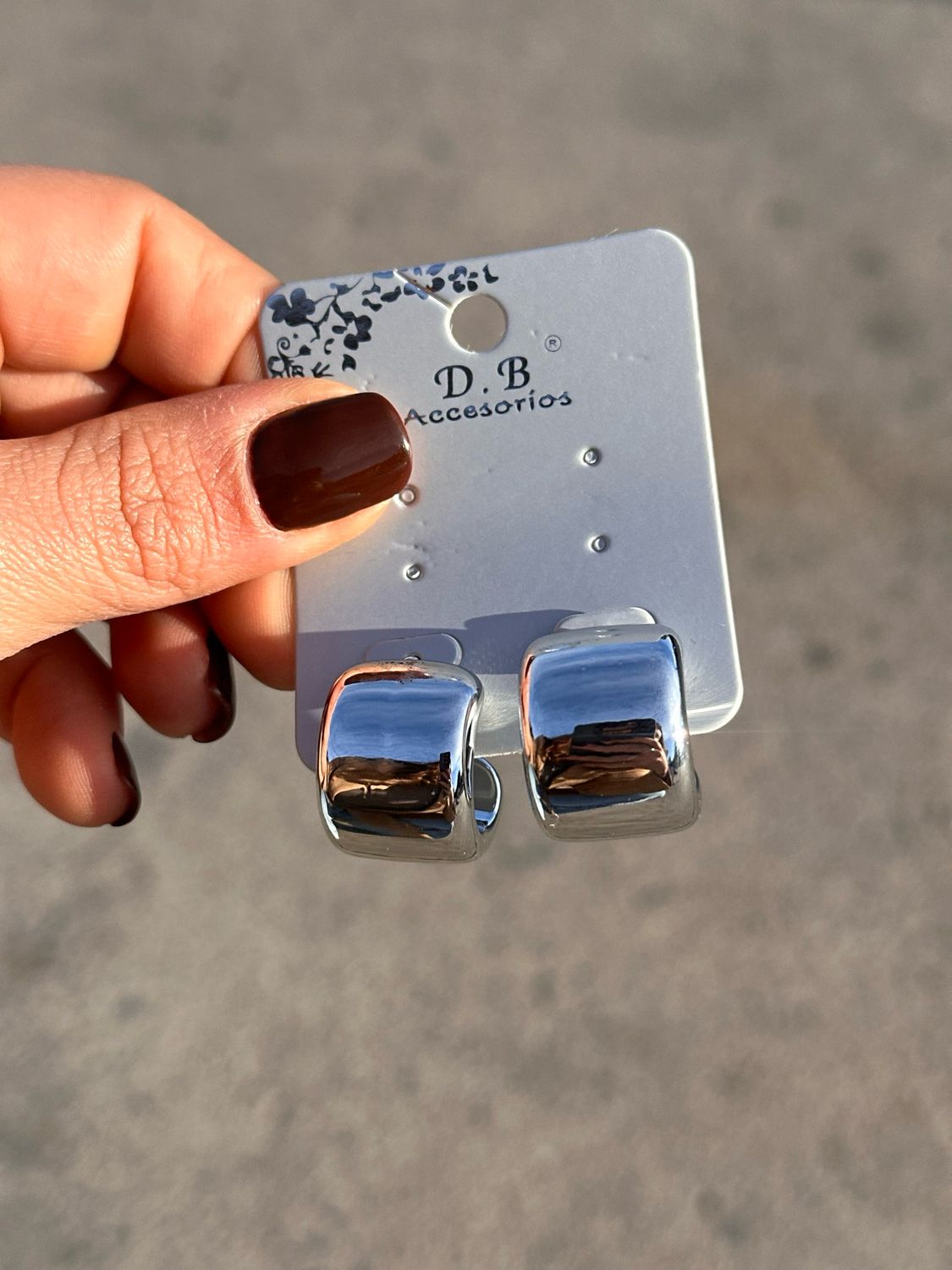 Aros plateados rectangulares X MAYOR ( Pack de 6 unidades por 60 c/u)