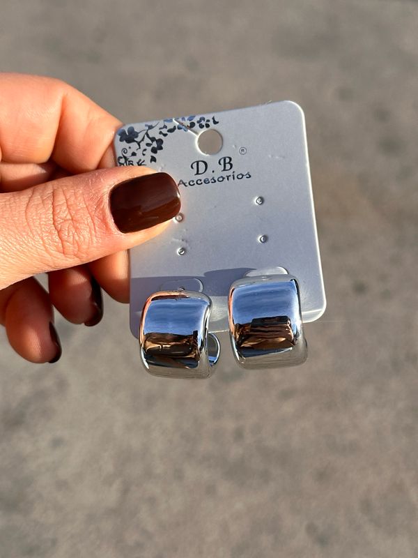 Aros plateados rectangulares X MAYOR ( Pack de 6 unidades por 60 c/u)