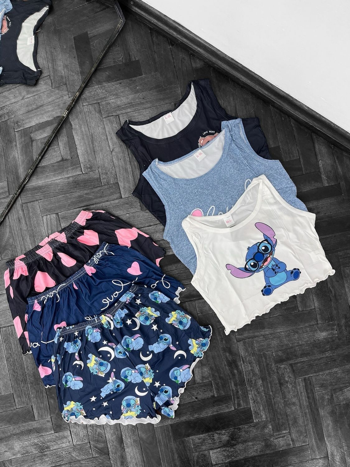 Conjunto de pijama de musculosa y short X MAYOR ($250 c/u paquete minimo de 12 unidades)