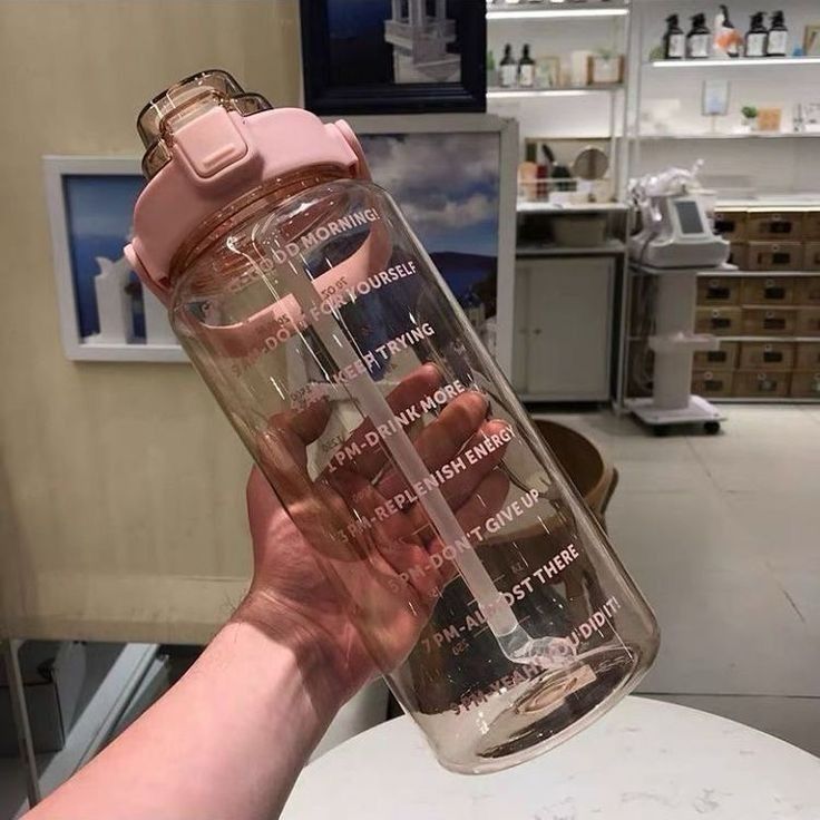 Botella motivacional con horario y sorbito 2litros