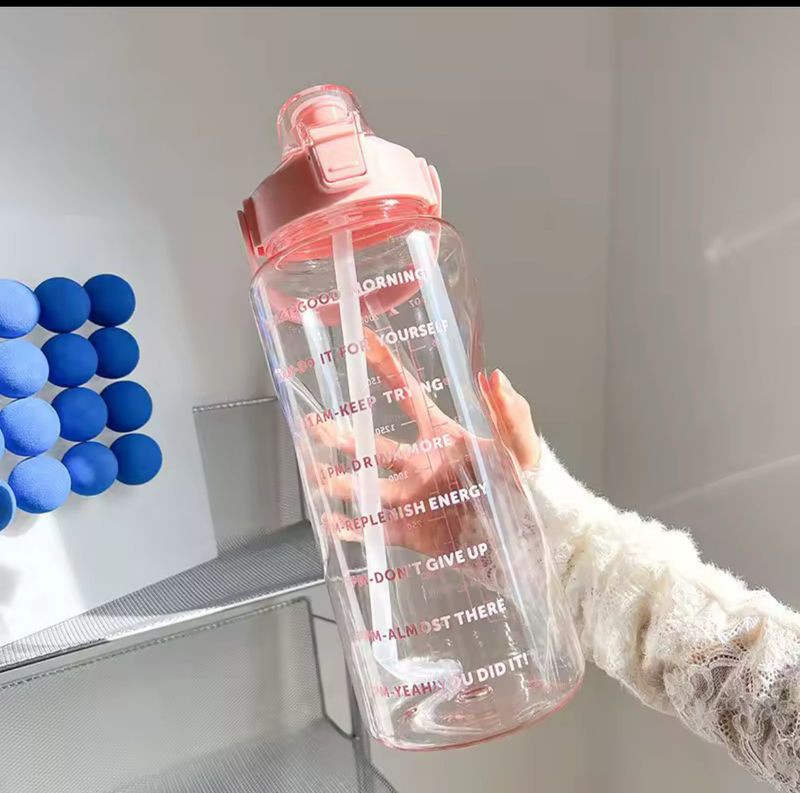 Botella motivacional con horario y sorbito 2litros