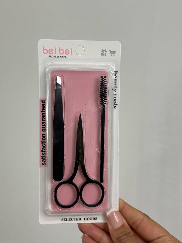 Set para arreglo de cejas de pinza, tijera y cepillo