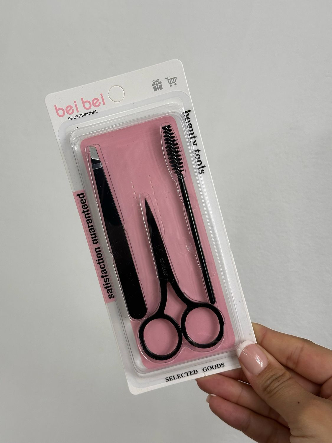 Set para arreglo de cejas de pinza, tijera y cepillo X MAYOR ($90 c/u paquete minimo de 12 unidades)