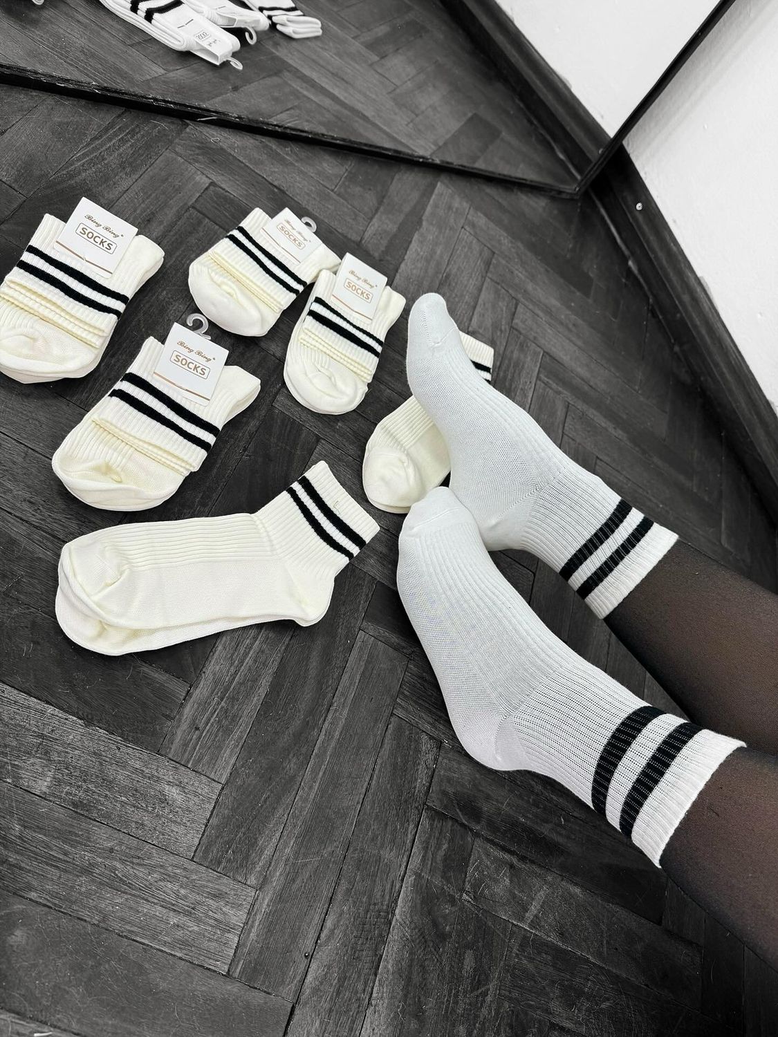 Docena de Pares de medias deportivas largas color blanco