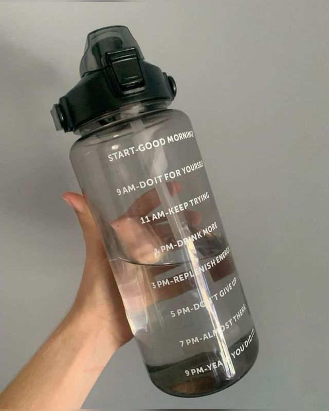 Botella motivacional con horario y sorbito 2litros X MAYOR ($190 c/u paquete minimo de 12 unidades)