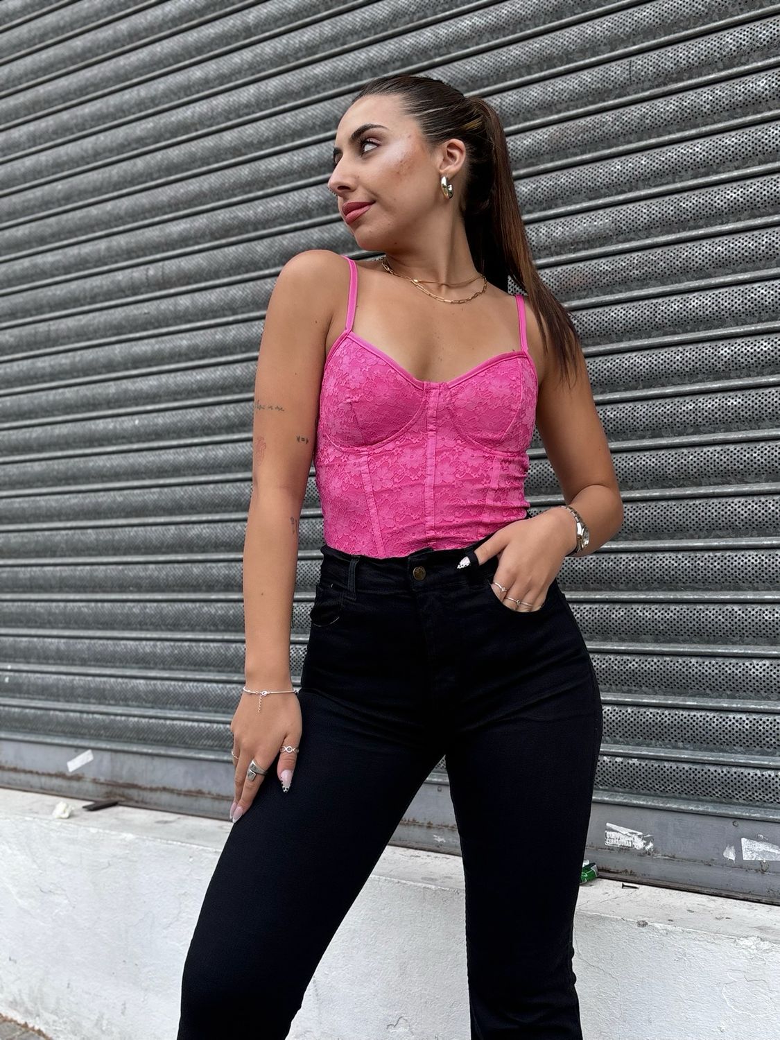 Top corset con encaje