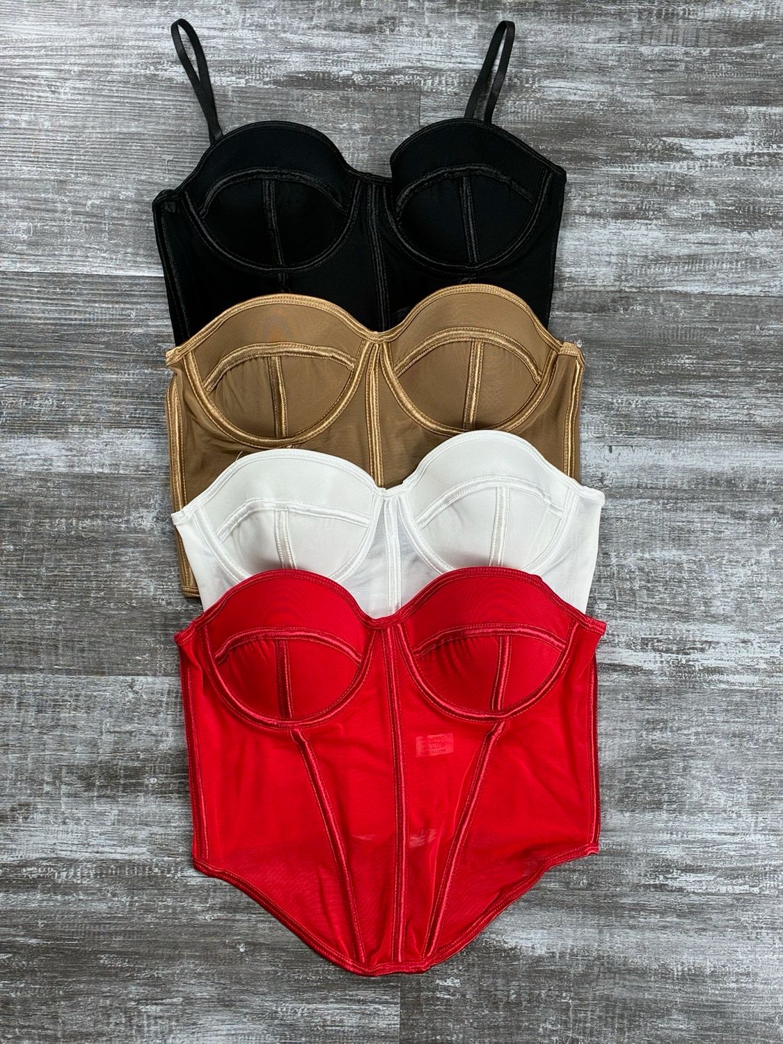 Corset de dama con encaje colores lisos